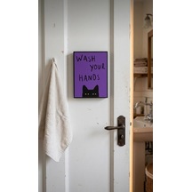 Wash Your Hands Kedi Figürlü Dekoratif Duvar Tablosu Banyo Kapısı Ve Lavabo Üstü Duvar Dekoru