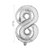 8 Rakam Gri Folyo Balon 34 İnç 76 Cm Gri Gri