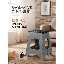 2 Adet Büyük Sağlam Dayanıklı Kullanışlı Şık Katlanır Tabure Ma085 Gri 2 Adet