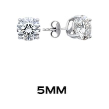 Oya Silver Yuvarlak Tırnaklı Zirkon Tektaş Rodyumlu Vidalı Unisex Gümüş Küpe 5mm Oysy139