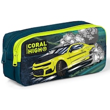Coral High Kids İki Bölmeli Erkek Çocuk Nefti Sarı Araba Kalem Çantası Kalemlik