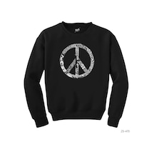Music Love Peace Siyah Sweatshirt