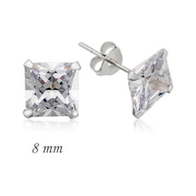 Gumush Gümüş Kare Tek Taş Zirkon Küpe - 8 Mm Gumush Gümüş Kare Tek Taş Zirkon Küpe - 8 Mm