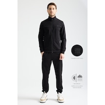 Shooter Sportswear Shooter Erkek Luxe Eşofman Takımı Rahat Kalıp Manşetli Minimal Logo Siyah