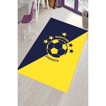 Sarı Ve Lacivert Kaymaz Tabanlı 5 Yıldız Taraftar Halısı Vh077n11 Sarı - Lacivert
