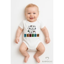Babyden's Her Şey Seninle Güzel Teyzem Yazılı Bebek Body Çıtçıtlı Zıbın %100 Pamuk Unisex Kısa Kollu Beyaz