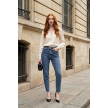 Hiccup My Fashıon Yüksek Bel Dar Kesim Skinny Kot Pantolon Lacivert 06