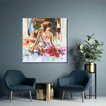 Figür Soyut El Yapımı Yağlı Boya Tablo 95x94cm