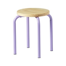 Çam Tabure Lila Renk Meridyendukkan 45 Cm Yuvarlak Tabure Tekli