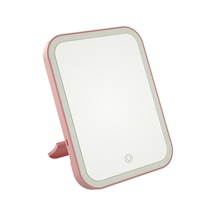 Sones 2 Adet Led Makyaj Aynası Lamba Dolgulu Işık Yurt Masaüstü Giyinme Aynası Kadın Katlanır Taşınabilir Küçük Ayna, Stil: Şarjlı Üç Renkli Işık Pembe