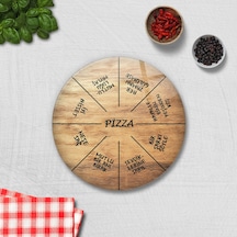 Decorita Mottolu Pizza Servis Tabağı|Ahşap Görünüm|Çap32cm