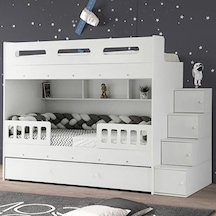 Buket Mdf Çelik Profilli Yavrulu Ranza Beyaz M2
