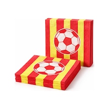 Futbol Temalı Sarı-kırmızı Çizgili Kağıt Peçete 33x33 Cm 20 Li Parti Peçetesi Tüm Yaşlar