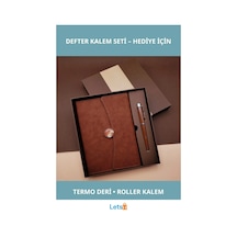 Özel Kutulu Termo Deri Defter Ve Metal Roller Kalem Seti Çok Renkli