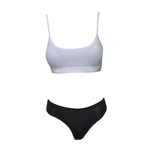 Pedli İp Askılı Yarım Atlet Büstiyer Külot Takım Beyaz Siyah Beden: L-xl Diğer