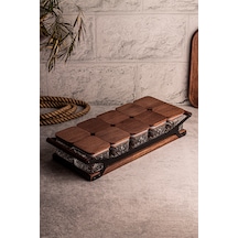 Snippy Grade Milla Kare 10'lu Ahşap Tepsili Cam Kahvaltılık Ahşap - Şeffaf