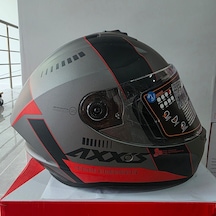 Kapalı Kask Axxıs Metalik Gri Siyah Kırmızı M Mat Gri - Kırmızı