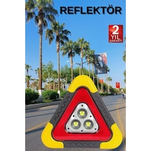 Depomıx Reflektör Güneş Panelli Solarlı Şarjlı Üçgen Işıklı Trafik Reflektör Fener