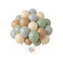 Retro Balon Seti 24 Adet 12'' Latex Balon Latte Deniz Kumu Gri Kış Yeşili Doğum Günü Parti Balonu Retro Renkler