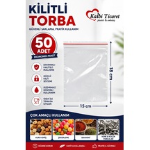 Kilitli Torba 15x18 Cm 50'li Kilitli Buzdolabı Poşeti Şeffaf Naylon Torba Kilitli Saklama Poşeti