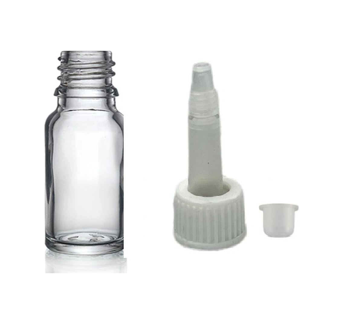 10ml Şeffaf Cam Şişe Getamisin Kapak, 24 Adet, Plastik Üstten Damlalıklı Şişe, Damlatmalı Şişe, Damlatıcı Şişe