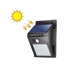 Solar 20 Led Hareket Sensörlü Su Geçirmez Led Lamba Aplik Siyah