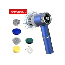 Xuweiwei Mavi Pancerka Elektrikli Doner Firca 5 Degistirilebilir Firca Basligi Type C Sarjli 3 Hiz Ayarli Banyo Mutfak Temizligi