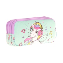 Kaukko Kids Üç Bölmeli Su Yeşili, Unicorn Temalı, Kız Çocuk Okul Kalemliği - L8234 Su Yeşili