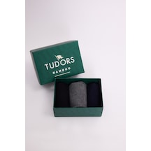 Tudors Özel Kutulu 3'lü Siyah-lacivert-gri Bambu Çorap-51525 Çok Renkli