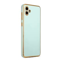 Samsung Galaxy A04 Uyumlu Kılıf Kenarları Parlak Altın Renkli Kamera Korumalı Soft Tasarım Kılıf