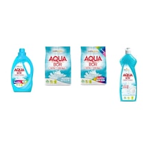 Aquabor Doğal Mineralli Sıvı Renkliler + 4 Kg Beyaz + 4 Kg Renkliler + Elde Bulaşık 4 Lü Set 0.75 LT - 2.5 LT - 12 KG