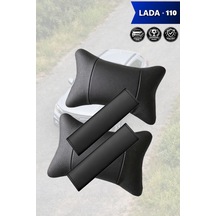 Lada 110 Uyumlu Deri Kemer Koruyucu Siyah Lüks Deri Yastık Set