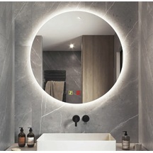 90 Cm Çap Buğu Çözücülü Dokunmatik Işıklı Ledli Yuvarlak Banyo Aynası