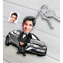 Kişiye Özel Bay Toyota C-hr Figürlü Plakalı Ahşap Karikatür Anaht N11.7616