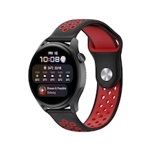 Watch 22mm Spor Delikli Kordon - Siyah-kırmızı Diğer