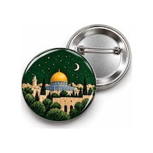 Kudüs - Yeşil Gece - 58mm Rozet Çok Renkli