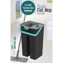 Grimorlife Flat Tablet Mop Yer Duvar Silme Temizlik Kova Seti 2 Adet Microfiber Yedek Bez Paspas