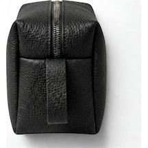 Deri Erkek Bakım Çantası Seyahat Organizeri Tıraş Çantası, Kişisel Bakım Ve Kozmetik Düzenleyici, Fermuarlı Geniş Hacimli Dopp Kit Siyah