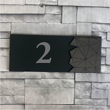 Modern Yazılı Dekoratif Aynalı Füme Kapı Numarası (456988662)