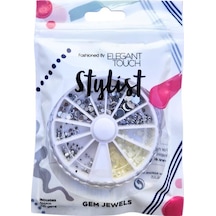 Elegant Touch Stylist Nail Art Taş Seti Gümüş Ve İnci Rengi 240 Adet