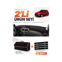 E-biz Dacıa Sandero Stepway 2015-2021 Uyumlu Torpido + Tay Tüyü Çanta - Siyah-kahverengi - Da004