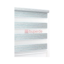 Buperde Turkuaz Beyaz Renkli Pilise Pliseli Zebra Stor Perde