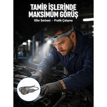 Hubrendy Tekno Led Kafa Feneri Eller Serbest Kullanım İçin Güçlü Işık Kaynağı AÇIK GRİ KAHVE KARIŞIMI