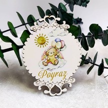 İşlemeli Büyük Boy Ahşap Bebek Şekeri Magnet Ayıcık Bask(30 Adet)