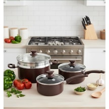 Greenpan Cambridge Red 3 Lü Tencere Seti 16 Cm 20 Cm 24 Cm + 24 Cm Buharda Pişirici Bordo