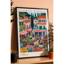 Atina Yunanistan Çerçeveli Tablo Seyahat Severlere Salon Ve Ofis İçin Estetik Duvar Dekoru Travel Flower Market