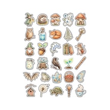 30 Adet Vintage Masalsı Orman Sticker Seti - Ajanda Defter Scrapbook Laptop Çok Renkli