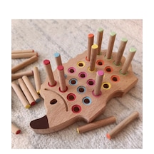 Kikadu Montessori Ahşap Tak Çıkar Kirpi Rengarenk