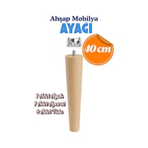1 Adet Ahşap Dolap Mobilya Koltuk Kanepe Ayağı Ayakları M8 40 Cm Ham Ahşap Bağlantı Aparatlı Kahverengi Kahverengi