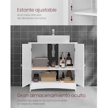 Vasagle 2 Kapılı Lavabo Dolabı, Banyo Dolabı, Ayarlanabilir Raflar, Bol Depolama Alanı, 60 X 30 X 60 Cm, Beyaz Bbc01wt Açık Ceviz